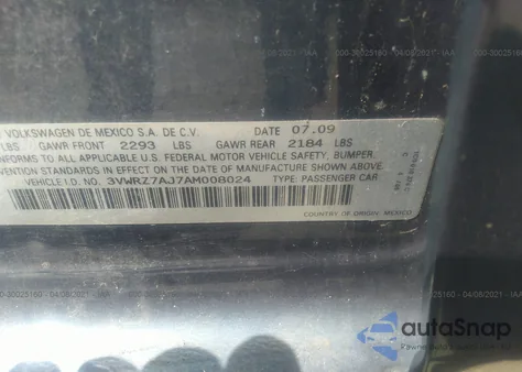 2010 Volkswagen Jetta Se из США, поврежденный, VIN 3VWRZ7AJ7AM008024